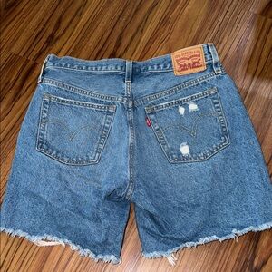 Levi's Light Blue Denim Cutoff Shorts with Distressed Back